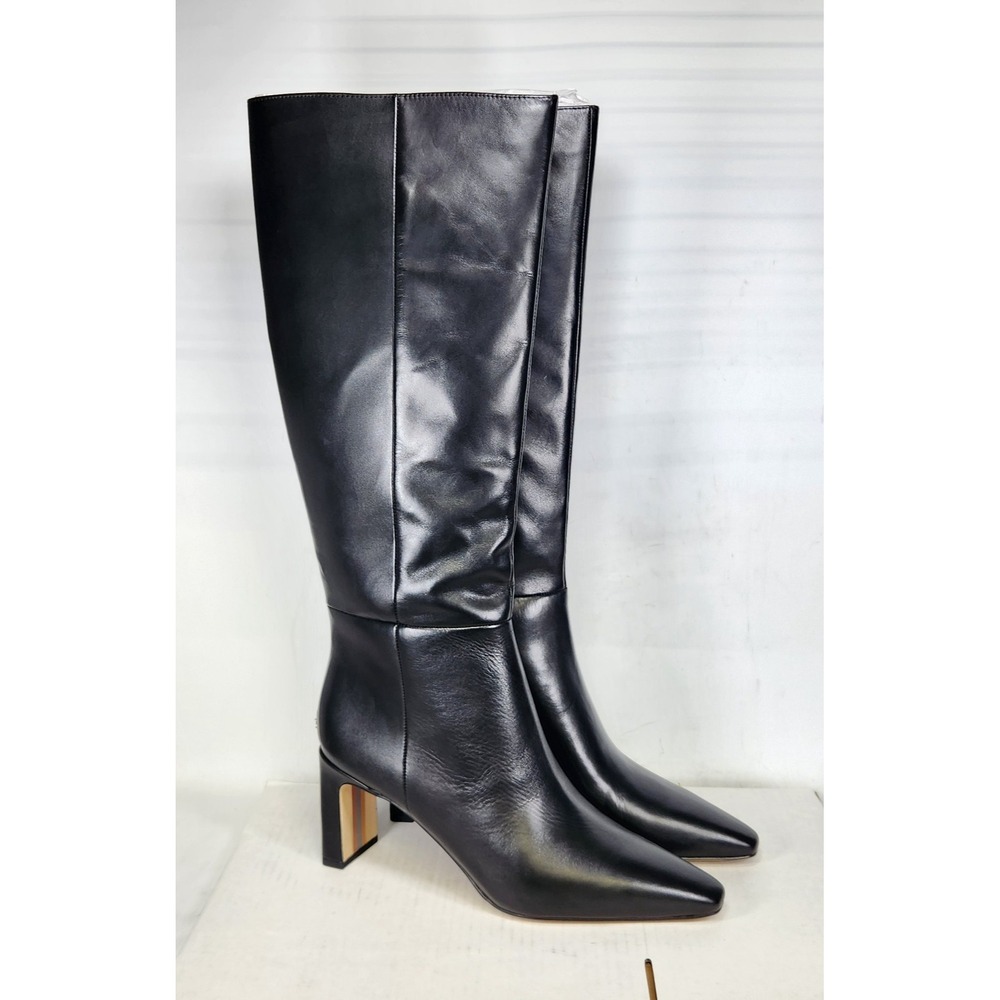 Sam Edelman Sylvia Knee High Boot Women Size 10 Black Leather Pointed Toe Heel